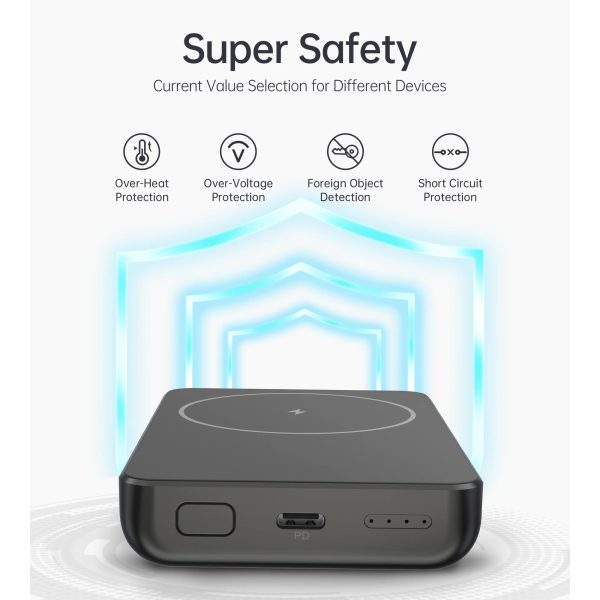 Choetech 10000mAh MagSafe Compatible Magnetic Wireless Charger Power Bank With Phone Holder - B651 - Black -GC - Image 3