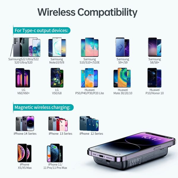 Choetech 10000mAh MagSafe Compatible Magnetic Wireless Charger Power Bank With Phone Holder - B651 - Black -GC - Image 7