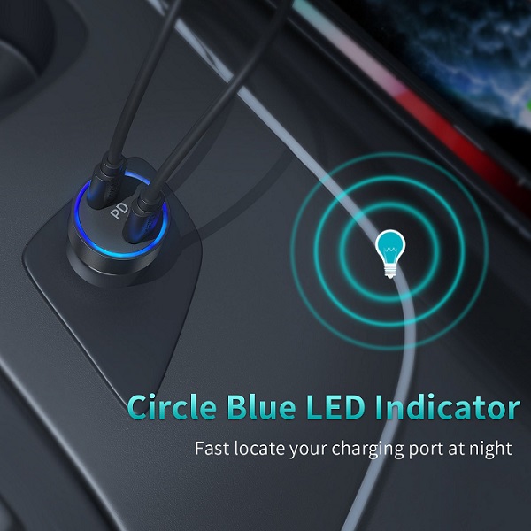 Choetech C0054 2 Port USB Type C Car Charger 40W Dual USB C Car Charger Adapter 7
