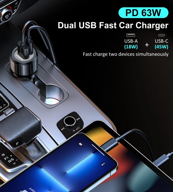 Choetech-TC0010-2 Choetech 63W Dual USB-C 45W + 18W  Fast Car Charger - Black - TC0010 - GC - Image 9