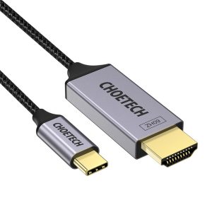 Choetech USB Type C to HDMI V2.0 Cable 4K @ 60Hz Aluminum Braided 1.8M - Silver Grey - XCH-1804BK - GC - Image 2