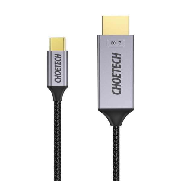 Choetech USB Type C to HDMI V2.0 Cable 4K @ 60Hz Aluminum Braided 1.8M - Silver Grey - XCH-1804BK - GC - Image 1