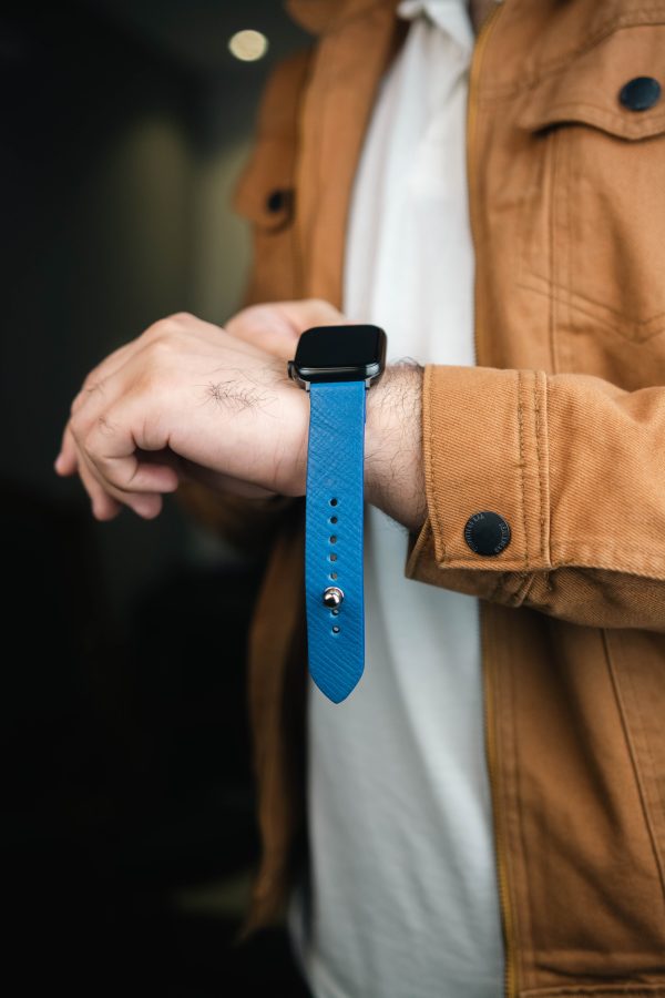 DSC_6279 Waji's Apple Watch Strap - Pure Leather Strap 49 mm / 46 mm / 45 mm / 44 mm / 42 mm - Cobalt Blue - AMT-CBLU-AWS-02 - Image 2