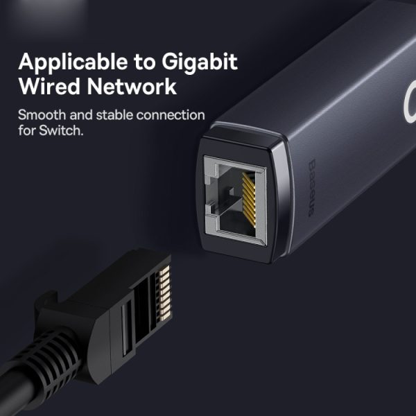 EDA002693101A_4 Baseus Lite Series Ethernet Adapter USB-A To RJ45 LAN Port - Black - Image 3