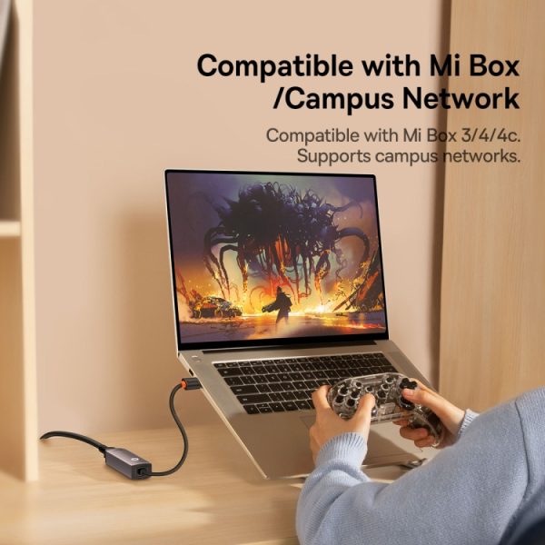 EDA002693101A_6 Baseus Lite Series Ethernet Adapter USB-A To RJ45 LAN Port - Black - Image 2