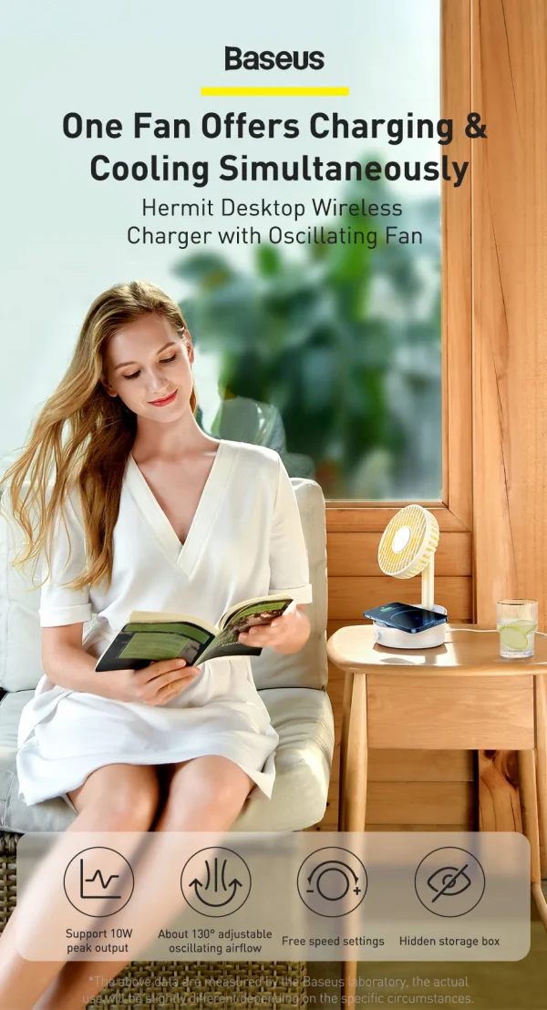 Baseus 10W Wireless Charger With Fan Charging Adapter And Cable Included - Image 3