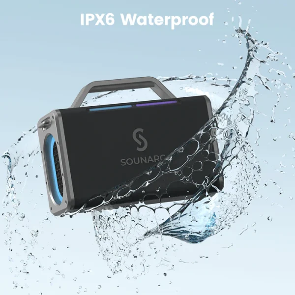 IPX6Waterproof Sounarc K2 200W Karaoke Party Speaker with Dynamic 2.2 Channel System, 2 Wireless Mics included - Black - Image 10