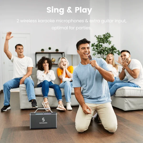 Karaoke Sounarc K2 200W Karaoke Party Speaker with Dynamic 2.2 Channel System, 2 Wireless Mics included - Black - Image 14