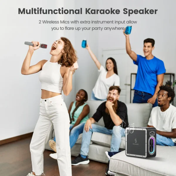 Karaoke_846666b1-0b76-498f-9f41-f11bd0b0b93a Sounarc A3 Pro 160W Karaoke Party Speaker with 4 Driver Units, Supports 2 Wireless Microphones - Black - Image 10