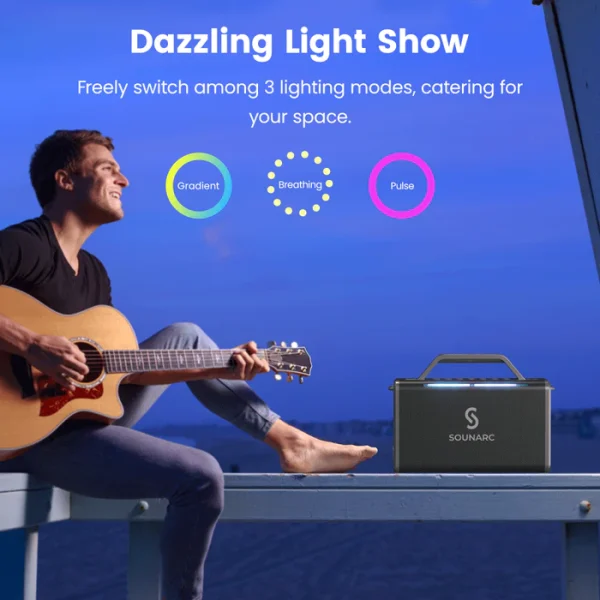 Light Sounarc K2 200W Karaoke Party Speaker with Dynamic 2.2 Channel System, 2 Wireless Mics included - Black - Image 13