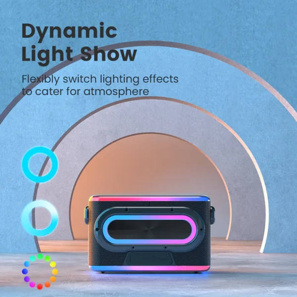 Sounarc A1 80W Karaoke Party Speaker with 2 Full Range Speakers, 2 Wireless Mic & Wired Mic Input - Black - Image 18