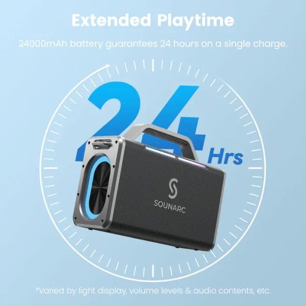 Playtime Sounarc K2 200W Karaoke Party Speaker with Dynamic 2.2 Channel System, 2 Wireless Mics included - Black - Image 12