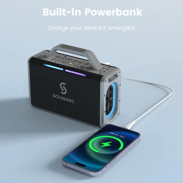 Powerbank Sounarc K2 200W Karaoke Party Speaker with Dynamic 2.2 Channel System, 2 Wireless Mics included - Black - Image 9