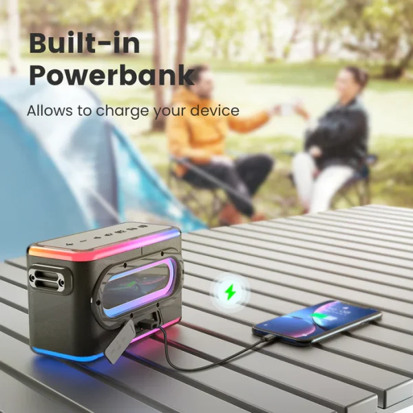 Sounarc A1 80W Karaoke Party Speaker with 2 Full Range Speakers, 2 Wireless Mic & Wired Mic Input - Black - Image 11