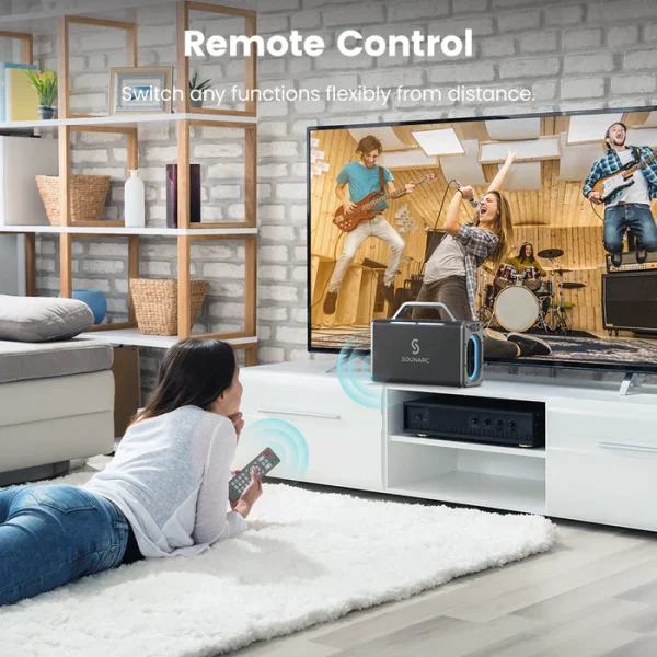 RemoteControl Sounarc K2 200W Karaoke Party Speaker with Dynamic 2.2 Channel System, 2 Wireless Mics included - Black - Image 7