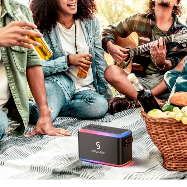 Sounarc A1 80W Karaoke Party Speaker with 2 Full Range Speakers, 2 Wireless Mic & Wired Mic Input - Black - Image 8