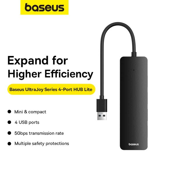 Baseus UltraJoy Series 4-Port HUB Lite USBA to 4 USB3.0 - Black - Image 7