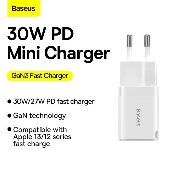 Baseus GaN3 Fast Charger 1C 30W EU - White - Image 8