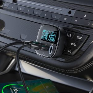 Acefast B5 101W 2C+A Metal Car Charger With OLED Smart Display - Black - Image 10