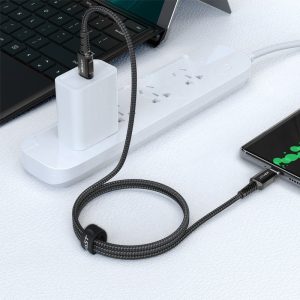 Acefast 60W Nylon Braided USB-C to USB-C Charging Data Cable - 1.2M - 3.9 feet - Black - C1-03 - Image 2