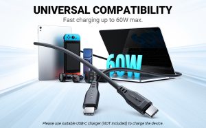Acefast 60W High Power Fast Charging USB-C to USB-C TPE Data Cable - 1.2M - 3.9 feet - White - C3-03 - Image 5