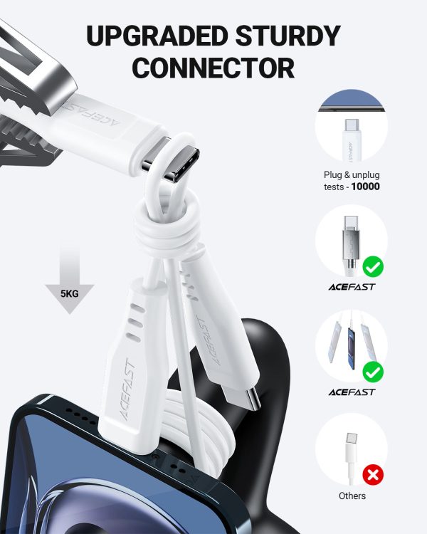 acefast-c3-03-usbc-to-usbc-charging-data-cable-upgraded-connector Acefast 60W High Power Fast Charging USB-C to USB-C TPE Data Cable - 1.2M - 3.9 feet - White - C3-03 - Image 2