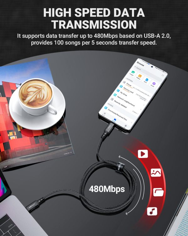 Acefast C4-03 USB-C to USB-C 100W Aluminum Alloy Charging Data Cable 2M - Black - Image 2