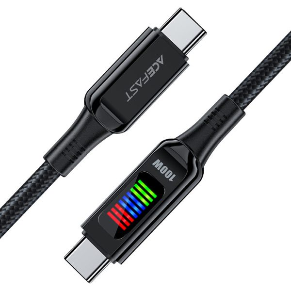 Acefast 100W High Power USB-C to USB-C Charging Data Cable With Tricolor LED Display - 1.2M - 3.9 feet - Black - C7-03 - Image 4