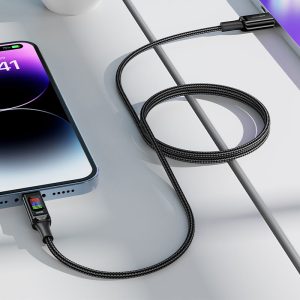Acefast 100W High Power USB-C to USB-C Charging Data Cable With Tricolor LED Display - 1.2M - 3.9 feet - Black - C7-03 - Image 5