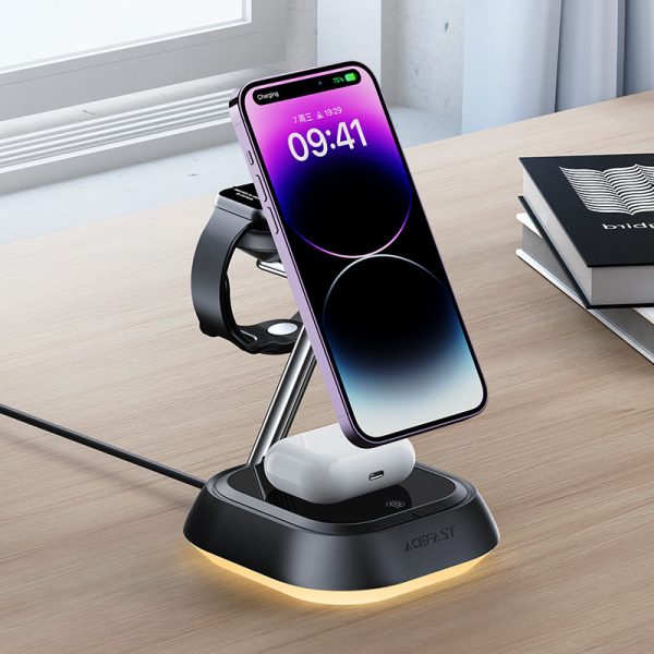 Acefast E16 desktop 3-in-1 Wireless Charging Holder - Black - Image 6