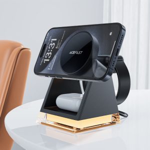 Acefast E17 desktop 3-in-1 wireless charging holder - Black - Image 6