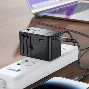 Acefast Z1 PD75W GaN 3*USB-C+2*USB-A Multifunctional Charging Adapter - Black - Image 2