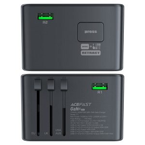 Acefast Z1 PD75W GaN 3*USB-C+2*USB-A Multifunctional Charging Adapter - Black - Image 3