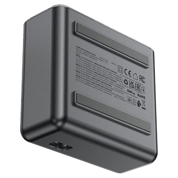 Acefast Z4 PD218W GaN 3*USB-C+USB-A Desktop Charging Adapter US - Black - Image 4