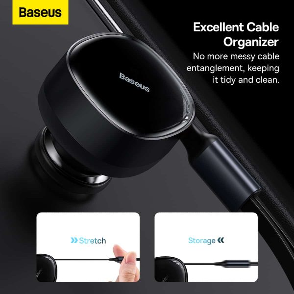 b-37 Baseus Enjoyment Retractable 2-in-1 Car Charger C+C 33W - Black - Image 6