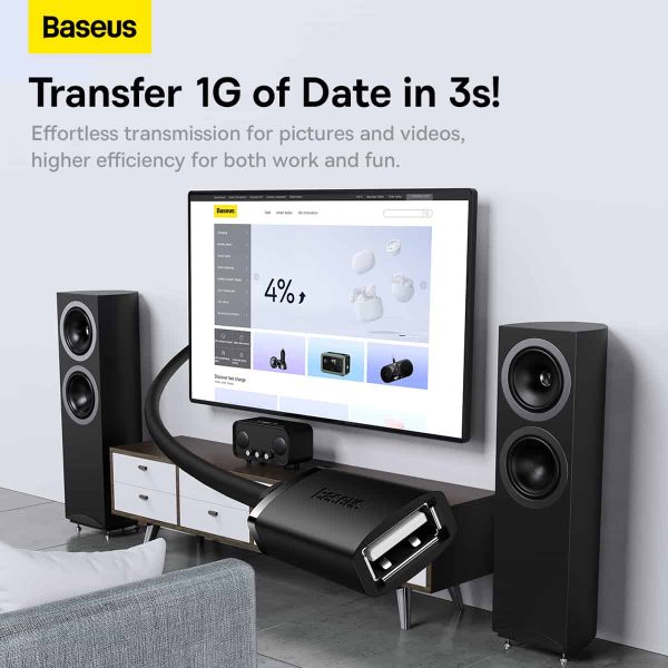 Baseus AirJoy Series USB3.0 Extension Cable 0.5M - Black - Image 6