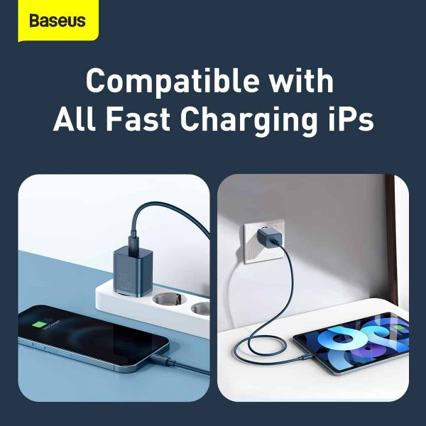 Baseus Super Si Quick Charger 1C 20W EU With Type-C to iPhone Cable 1M - Black - Image 4