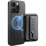 ESR Magnetic Wallet, Compatible with MagSafe Wallet, for iPhone Wallet with Secure-Grip Finger Loop, for iPhone 15/14/13/12 Series, Not for 13/12 Mini, 3-Card Holder, Vegan Leather - Carbon Fiber