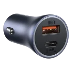 Baseus Metal 40W TypeC+USB Quick Charging Car Charger With Type C Cable - Black
