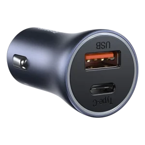 Baseus Metal 40W TypeC+USB Quick Charging Car Charger With Type C Cable - Black