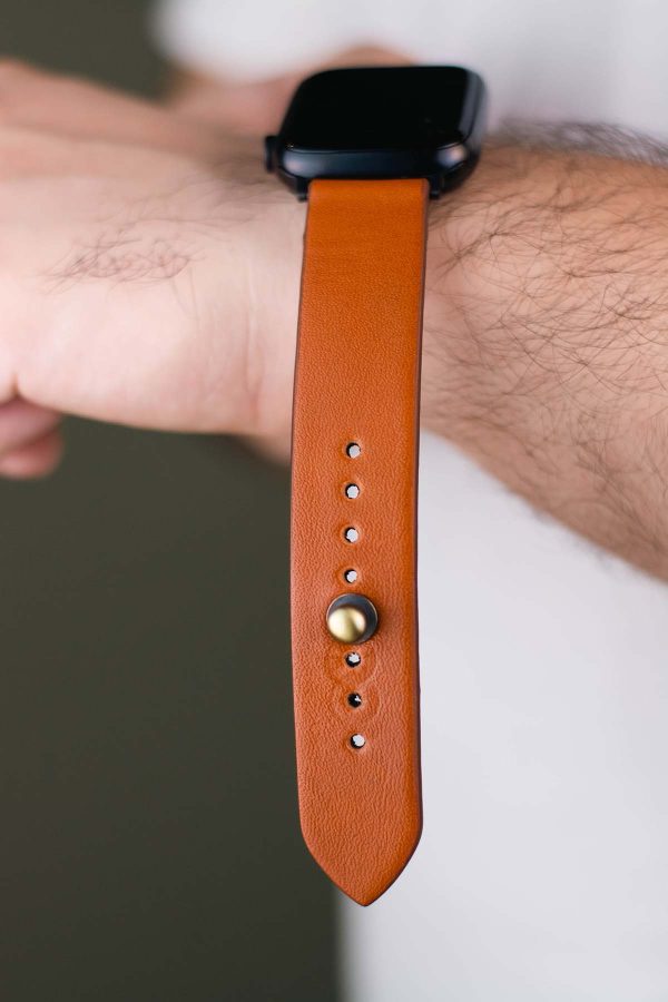 leather watchstraps waji's (10) Waji's Apple Watch Strap - Pure Leather Strap 41 mm / 40 mm / 39 mm / 38 mm - Tan Orange - AMT-TONG-AWS-01 - Image 3