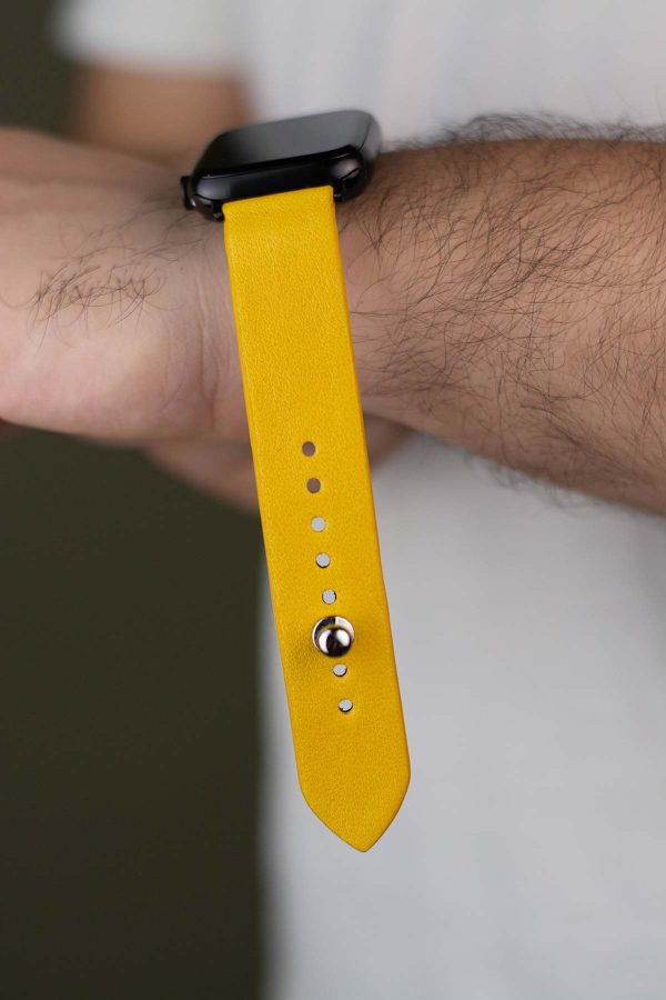 leather watchstraps waji's (2) Waji's Apple Watch Strap - Pure Leather Strap 41 mm / 40 mm / 39 mm / 38 mm - Yellow - AMT-YLW-AWS-01 - Image 3