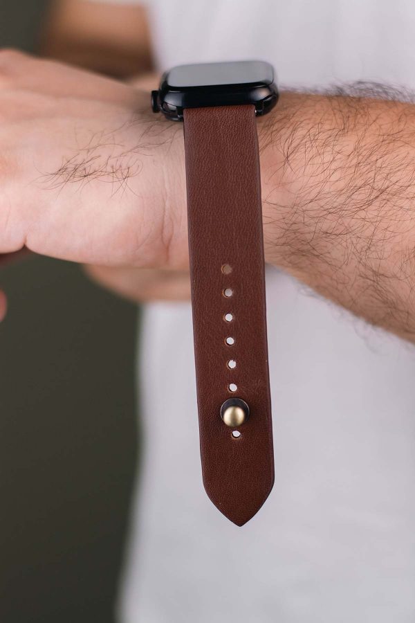 leather watchstraps waji's (46) brown Waji's Apple Watch Strap - Pure Leather Strap 49 mm / 46 mm / 45 mm / 44 mm / 42 mm - Brown - AMT-BRWN-AWS-02 - Image 2