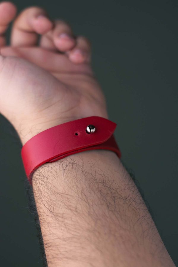 leather watchstraps waji's (60) - red Waji's Apple Watch Strap - Pure Leather Strap 49 mm  / 46 mm / 45 mm / 44 mm / 42 mm - Red - AMT-RED-AWS-02 - Image 2