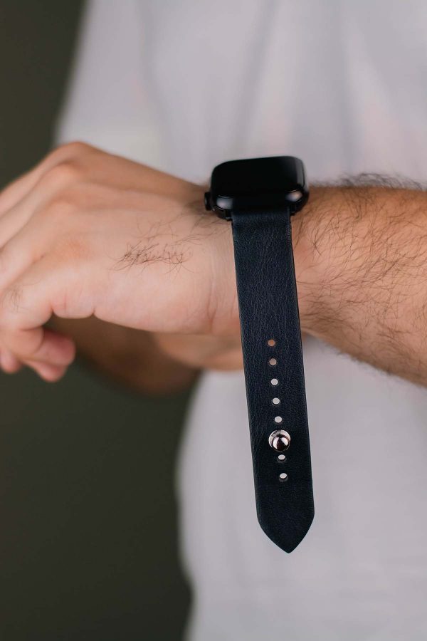 leather watchstraps waji's (65) Waji's Apple Watch Strap - Pure Leather Strap 49 mm / 46 mm / 45 mm / 44 mm / 42 mm - Black - AMT-BLK-AWS-02 - Image 3