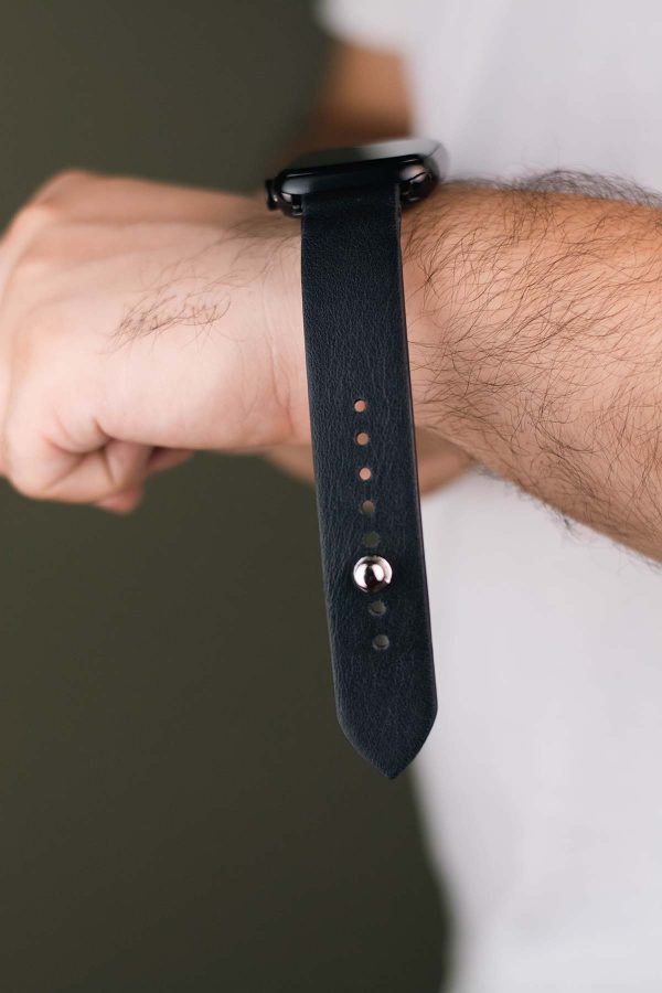 leather watchstraps waji's (66) Waji's Apple Watch Strap - Pure Leather Strap 49 mm / 46 mm / 45 mm / 44 mm / 42 mm - Black - AMT-BLK-AWS-02 - Image 2