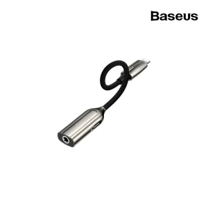 Baseus L56 iPhone to 3.5mm Female Cable 2-In-1 Adapter Support 2A Fast Charge - Black