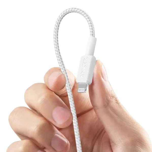 Anker 322 USB-C to Lightning Connector Braided Cable - 6ft - White - A81B6H21 - Image 4