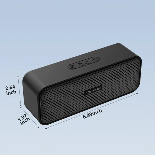 SOUNARC P2 IPX5 Bluetooth Speaker with Bluetooth 5.3, 10W Stereo Sound, Upto 15 Hours of Playtime - Black - Image 4