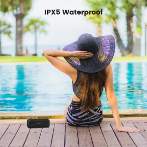 SOUNARC P2 IPX5 Bluetooth Speaker with Bluetooth 5.3, 10W Stereo Sound, Upto 15 Hours of Playtime - Black - Image 5